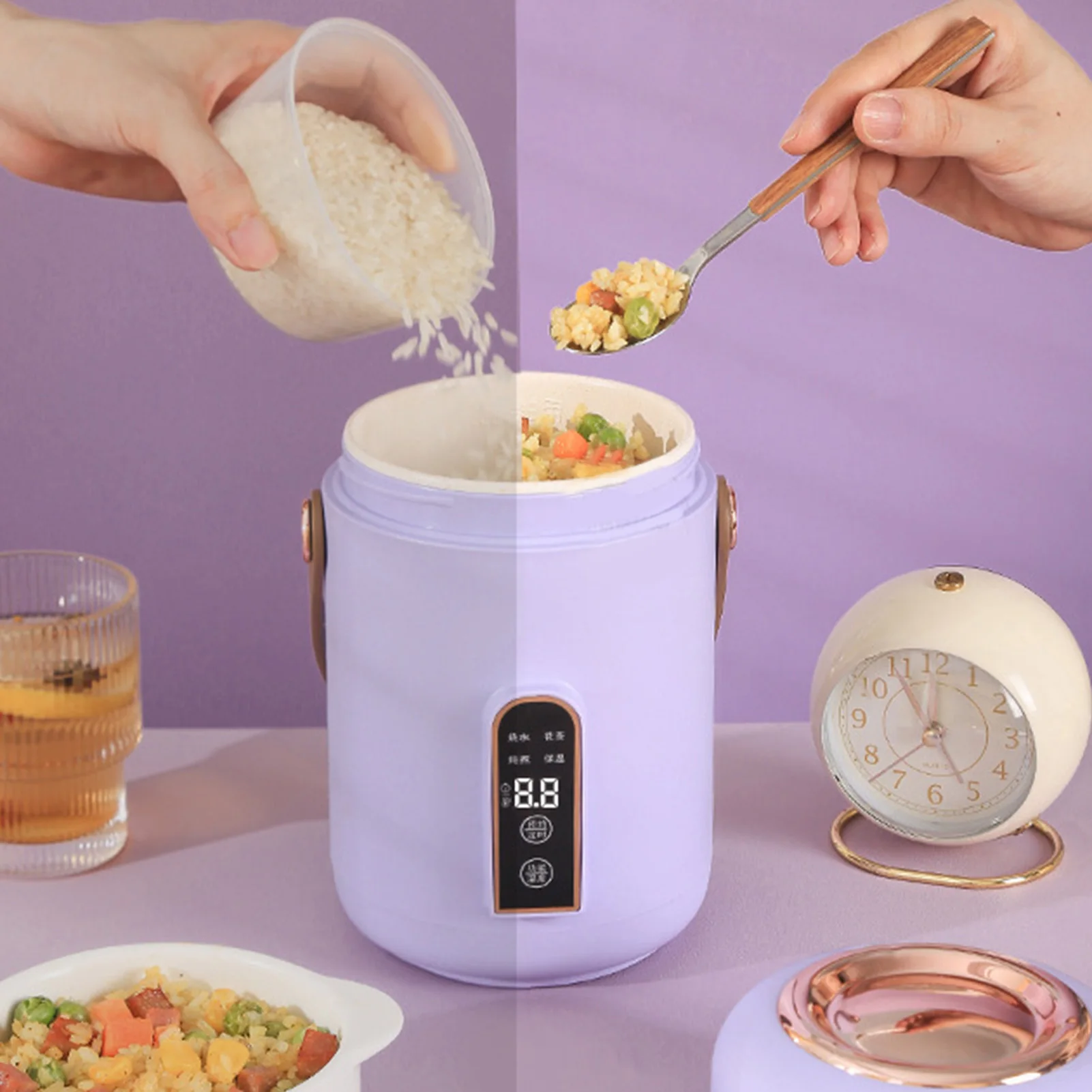 Mini Rice Cooker Efficient Heating Insulated Portable Multifunction Soup Porridge Stewpot for Home Office Dorm Small Rice Cooker