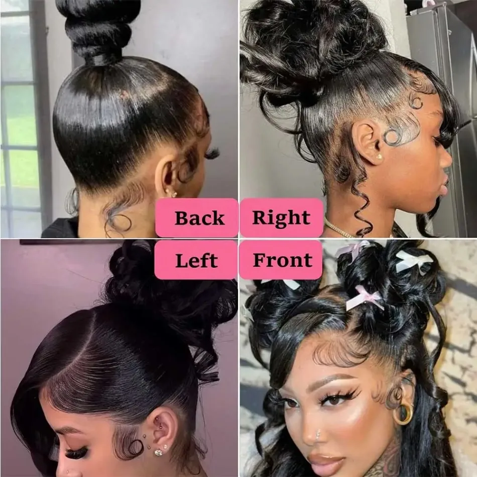 Wig Rambut Asli 360 Full Lace Pre Plucked HD 220 Density Invisible Drawstring 360 Lace Frontal Wig 100% Rambut Asli