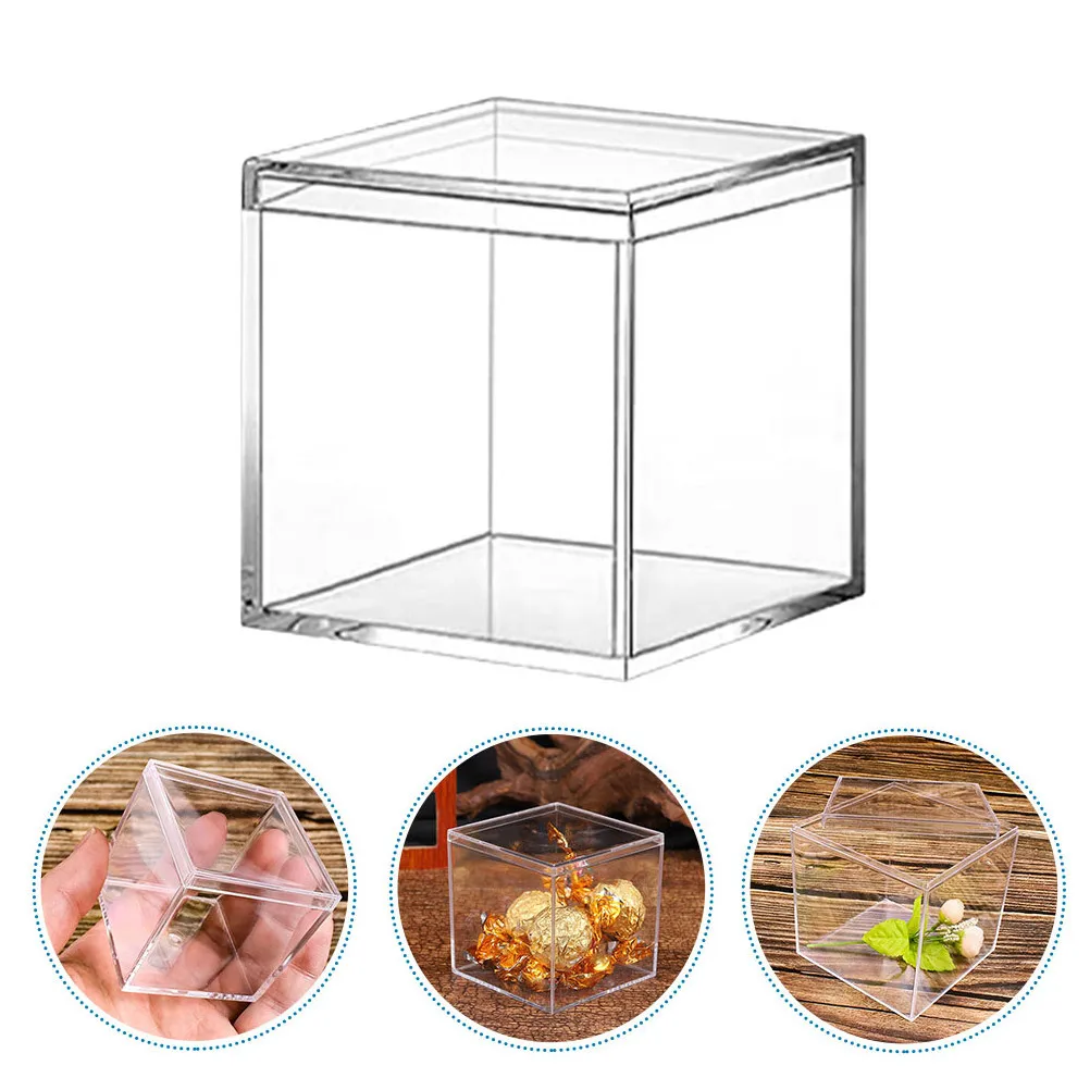 

14pcs Acrylic Packaging Box 120Ml Transparent Square Container With Lid Clear Gift Box For Candy Chocolate Jewelry Storage
