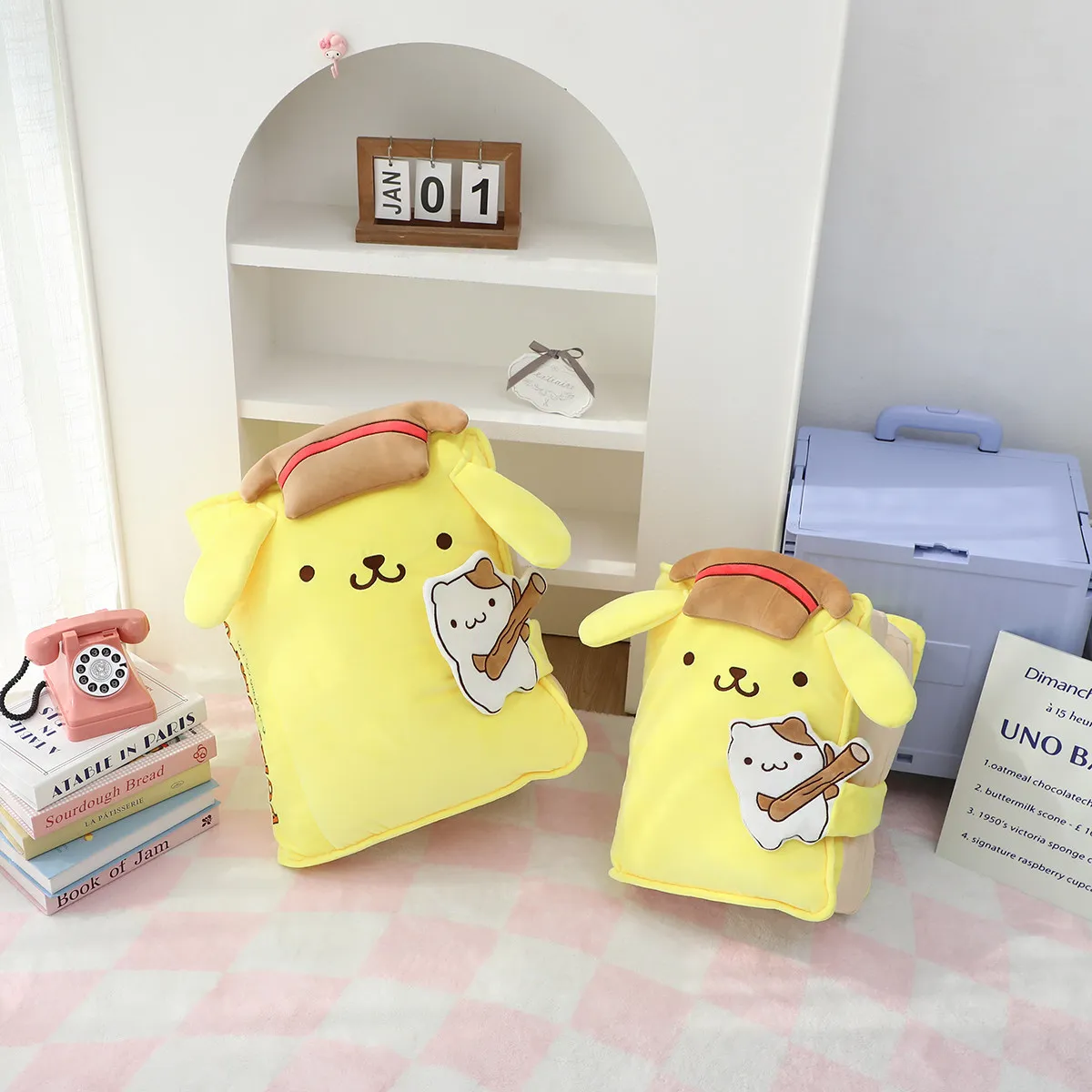 

Креативная милая плюшевая подушка Sanrio Pom Pom Purin в форме книги, диванная подушка PomPomPurin, подушка для спины, подушка для головы, подарок для спины