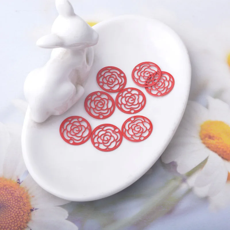 30 Stück AC6812 Messing-Filigran-Schmuck Rosenblüten-Verbinder Anhänger DIY Damen Ohrring Halskette Zubehör – Detail 8