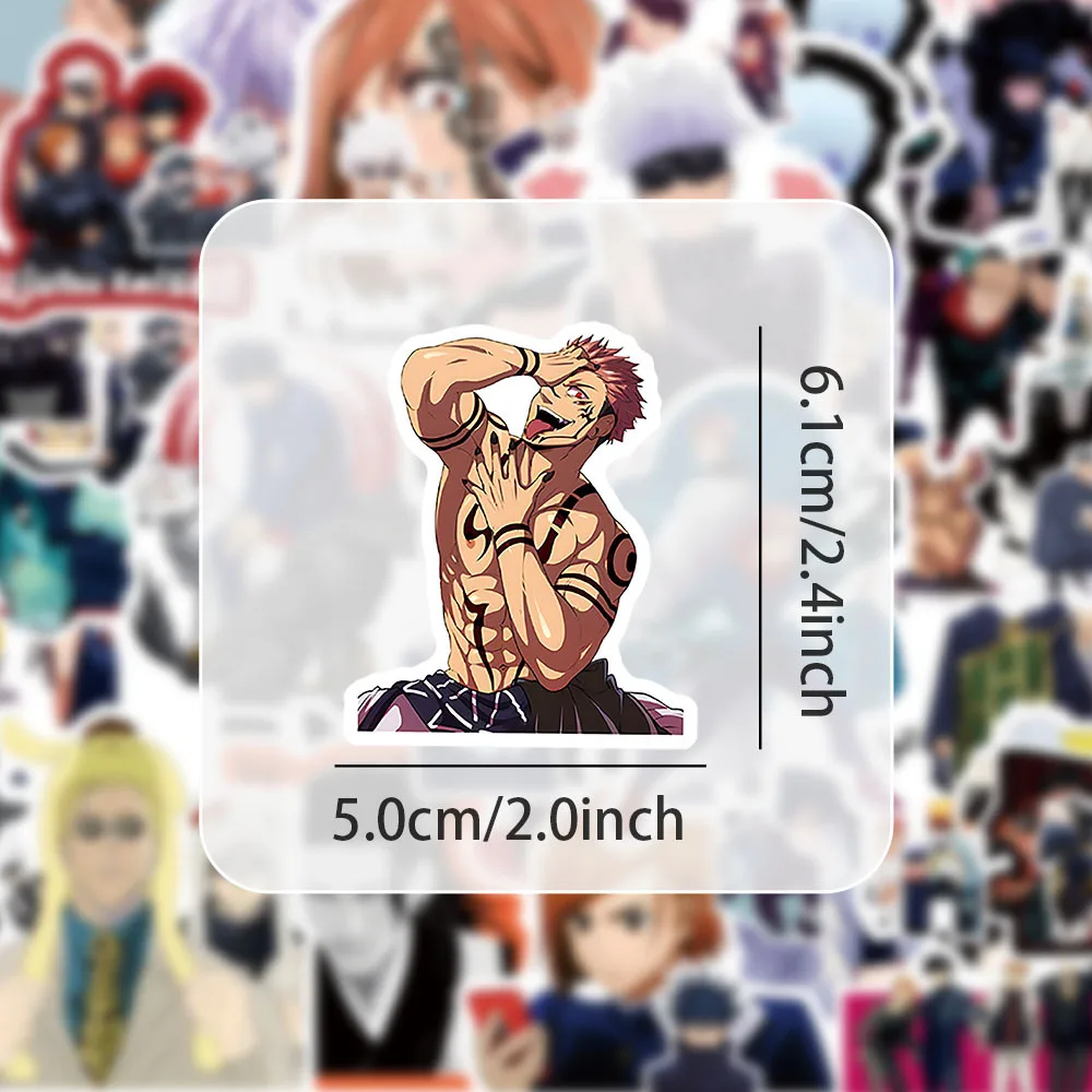 50pcs Jujutsu Kaisen Cartoon Mobile Phone Case Decorative Scooter Water Bottle Sticker Decoration Supplies For Kids Toy