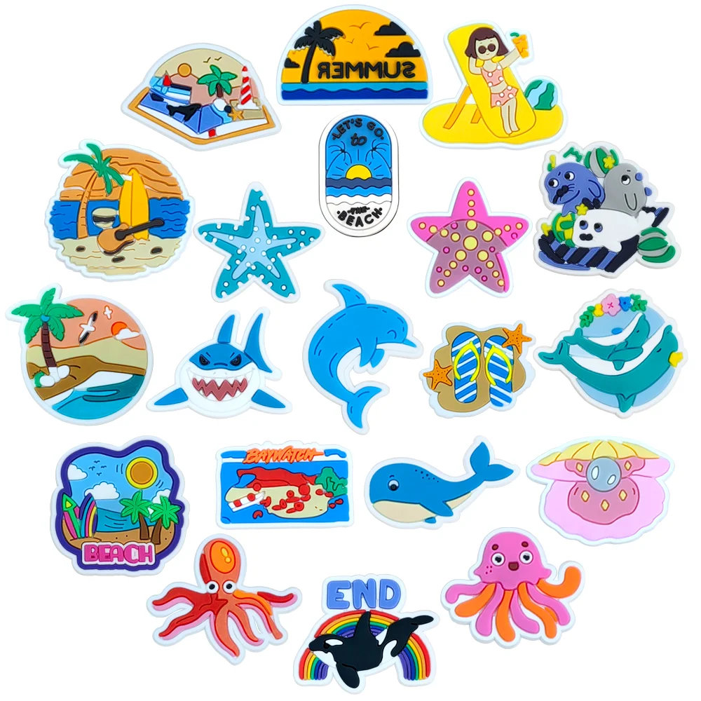 Hot Sale PVC Summer Beach Shoe Charms Pin for Accessories Wristband DIY Shoe Decoration Girls Women Party Gifts