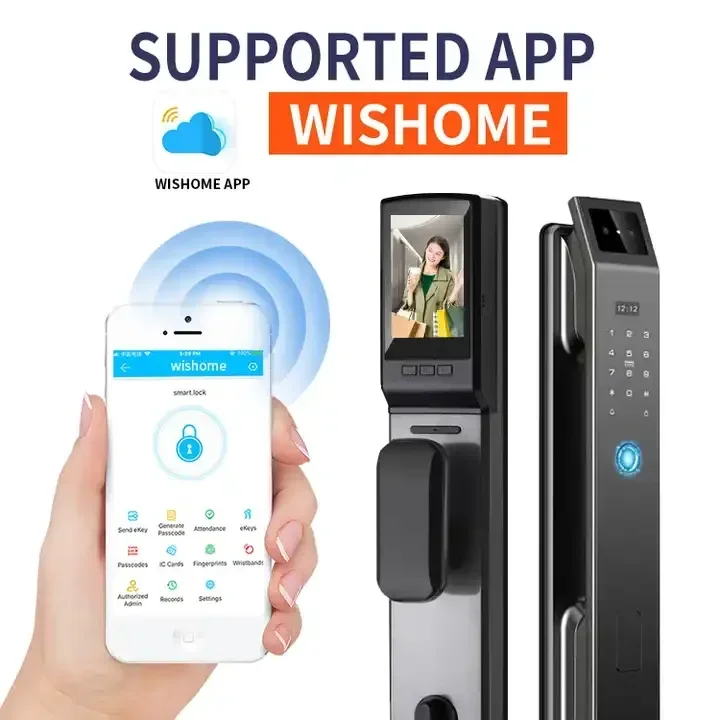 Fechadura de porta inteligente com reconhecimento facial 3D, aplicação WIFI, função de chave de cartão de senha, pode ser usada para casa anti-roubo