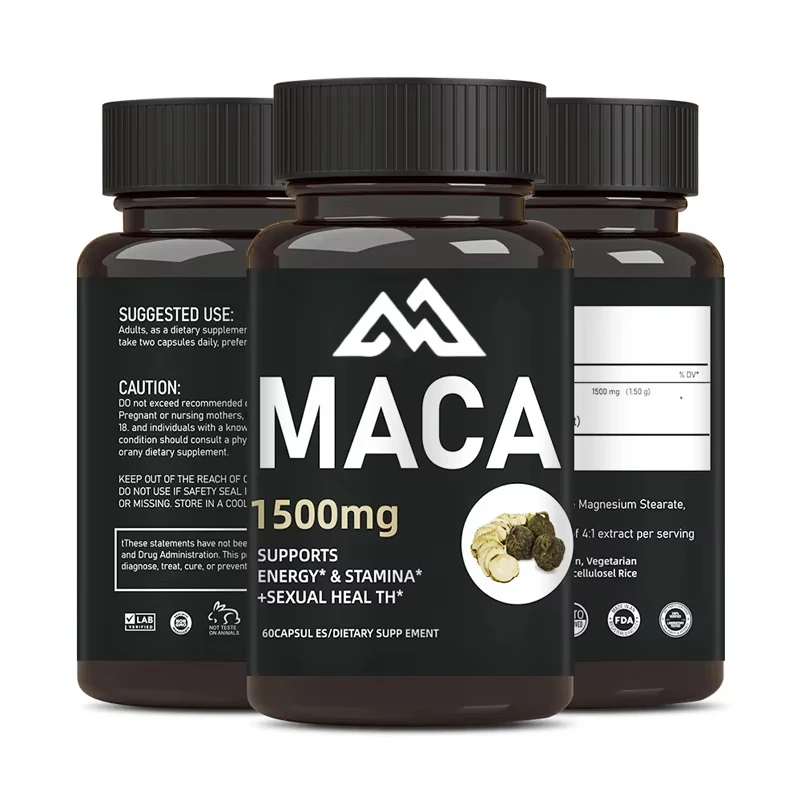 

Peru Maca Capsules 1500mg Non GMO, 60 Vegetarian Capsules Herbal Plant Energy Health Support Dietary Supplement