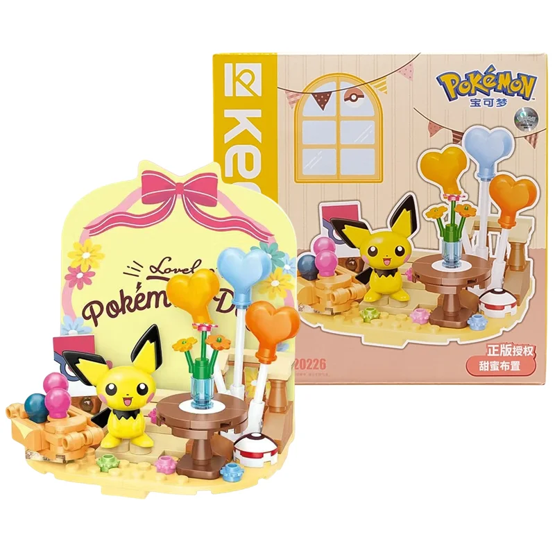 Original Keeppley Pokemon DIY Building blocks Pikachu Snorlax Eevee Psyduck Building Pichu Desktop Action Model Anime Kids Toys