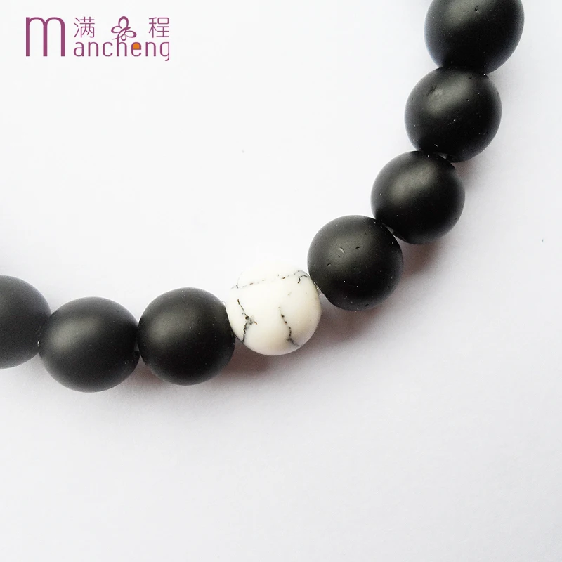 official-website 2 rupee item New Natural Black Agate Matte Scrub Bracelet Man Unisex Agate Strands Couples Distance Bracelet