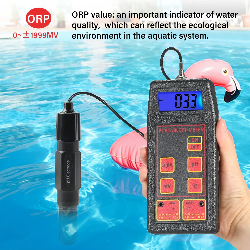 Yieryi High Accuracy PH ORP Temp Meter Portable MV Tester Sensor Aquarium Swimming Pool Monitor Water Quality Tester Water Pen