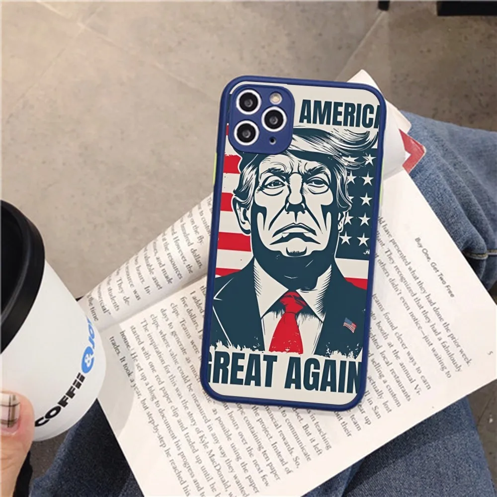 Cartoon Trump Fun Phone Case For IPhone 14 11 12 13 Mini Pro Max 8 7 Plus X XR XS MAX Translucent Matte Cover