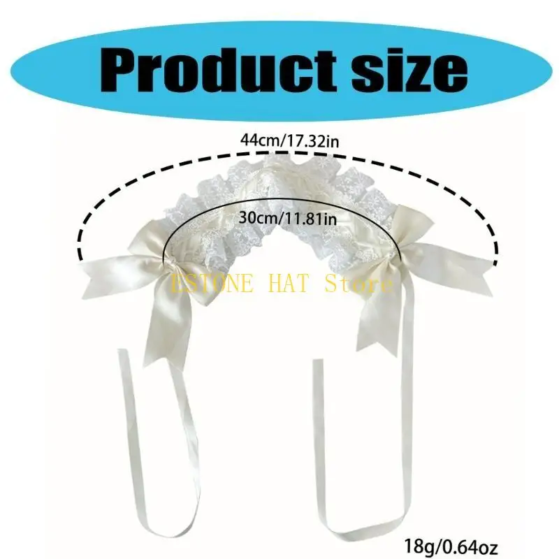 49mf Subkulturen Spitze Trim Haarband Anime Kostüm Haarband für Frauen Girl Party Headwrap 2000er Jahre Süßes Spitzen breites