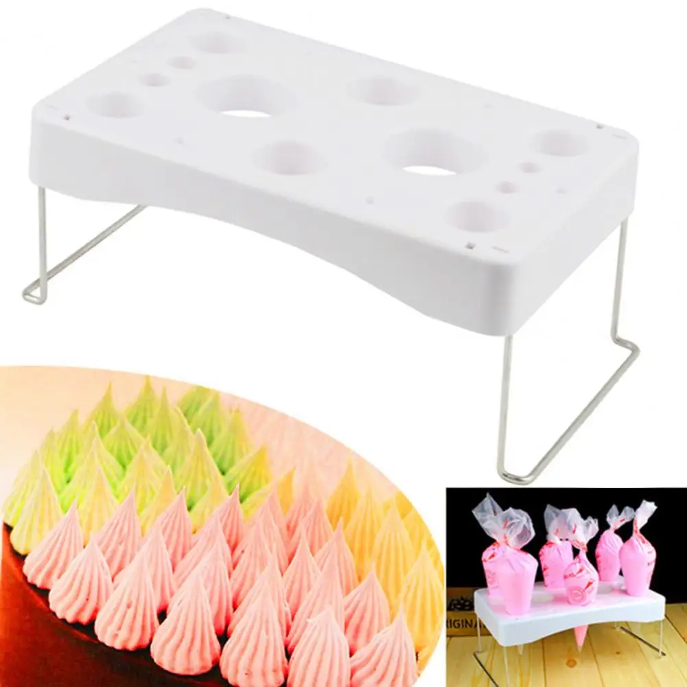 Piping Bag Shelf Foldable Multi Holes Good Bearing Capacity Placement DIY Kitchen Pastry Decorating Tip Bag Stand For Bakery