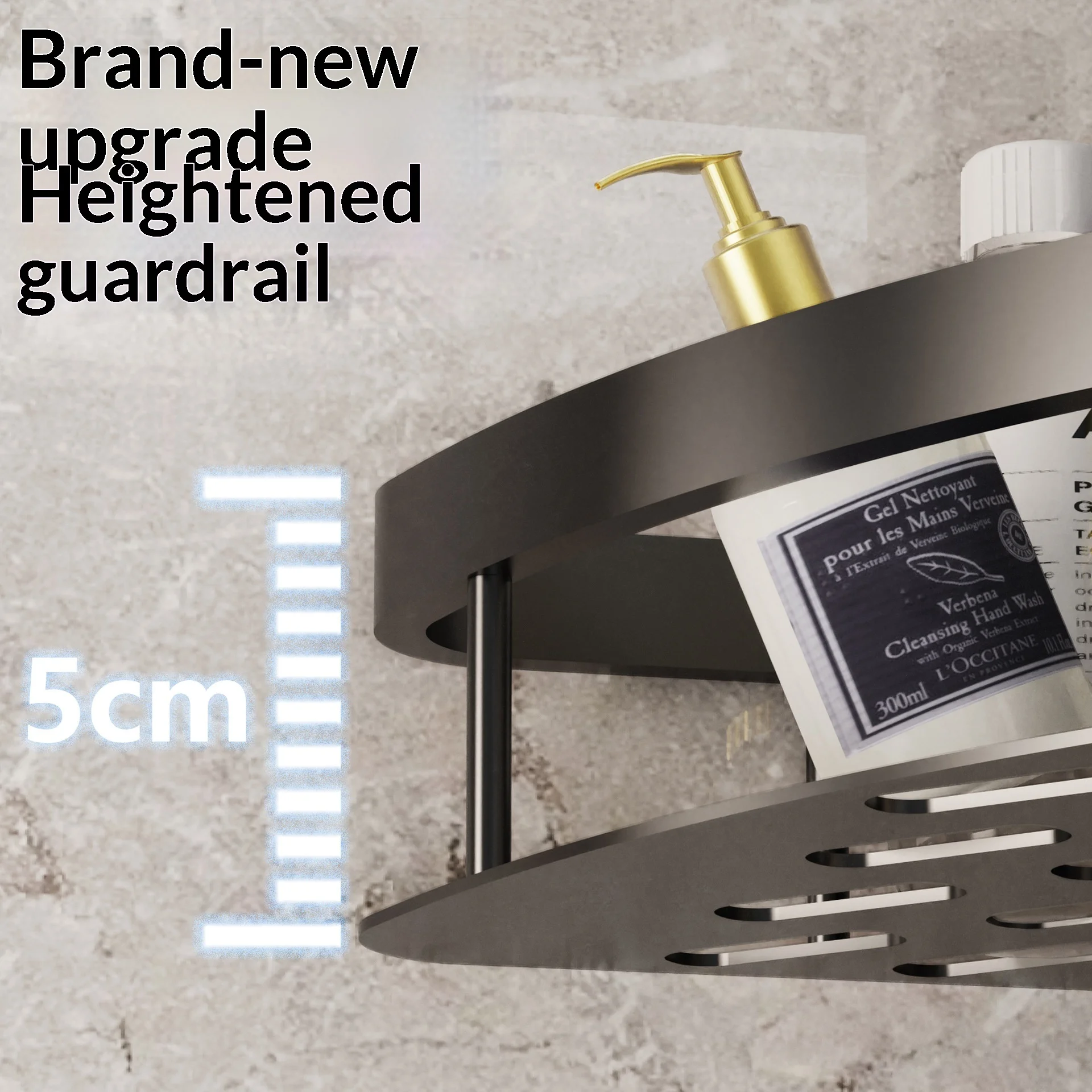 No-Drill Bathroom Kitchen Wall Shelf Space Aluminum Triangle Rack for Toilet Storage Organization