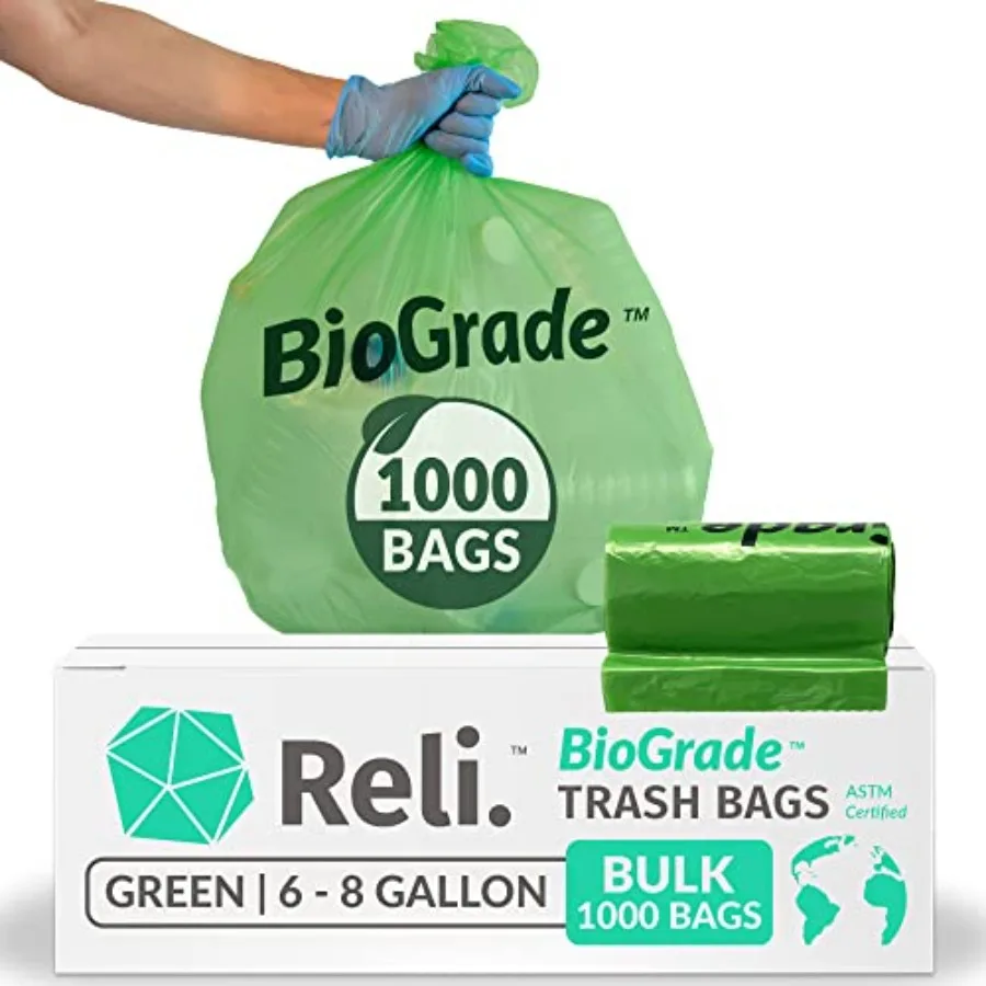 

Biodegradable 6-8 Gallon Trash Bags 1000 Count Bulk ASTM D6954 Green Eco-Friendly Oxobiodegradable Under Certain Conditions See