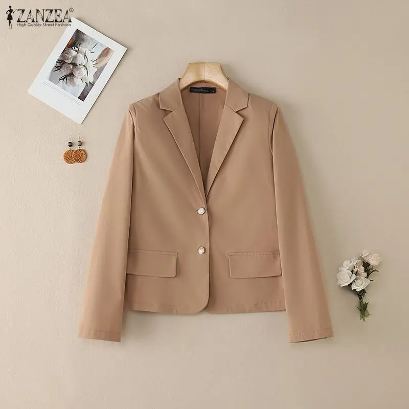 

ZANZEA женские элегантные легкие куртки осенние с лацканами и длинными рукавами на пуговицах формальный пиджак офисная одежда пальто женская одежда