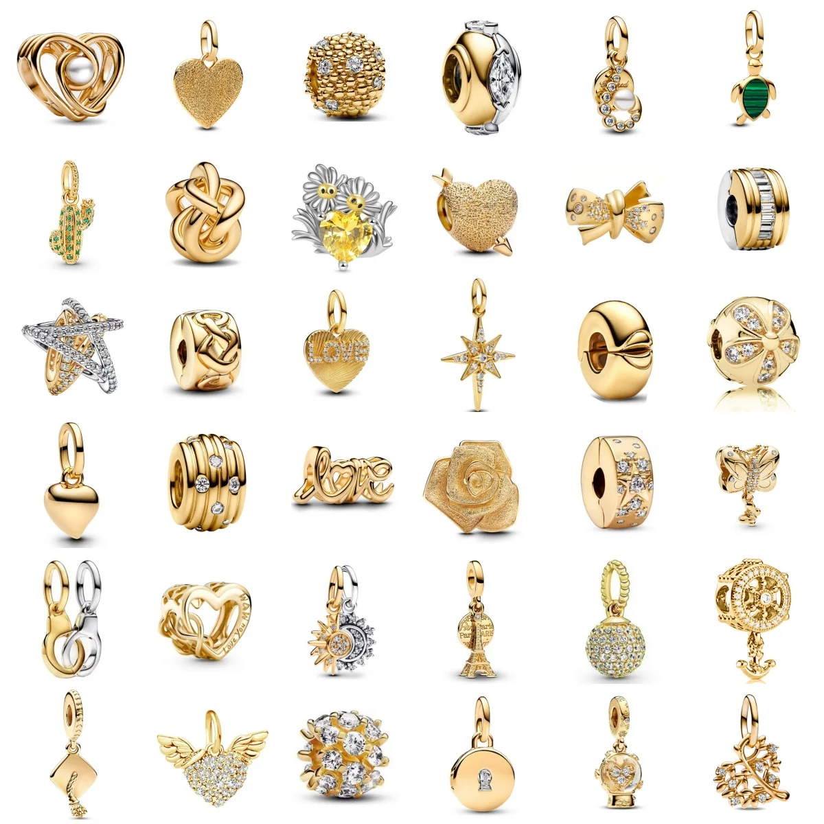 

Hot selling 925 silver gold series sun moon sunflower pendant DIY charm bead decoration Fit original necklaces bracelets jewelry