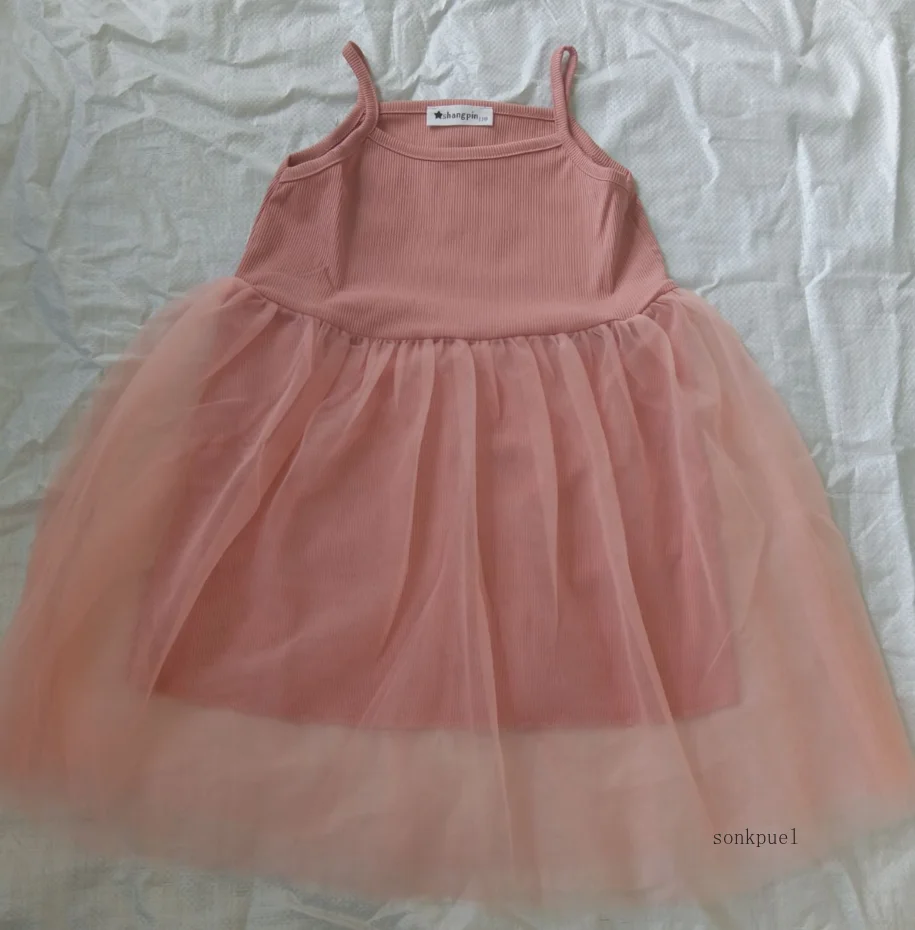 2024 New Summer Kids Baby Girls Princess Dress Kids Sleeveless Tulle Clothes Children Birthday Party Vestido