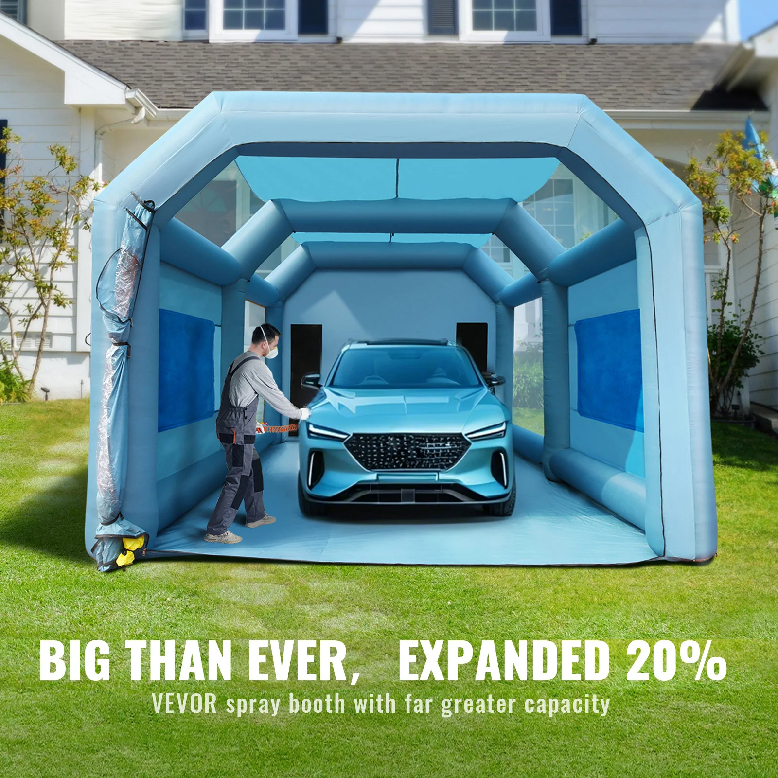 SucceBuy كشك الطلاء القابل للنفخ مع منفاخ كشك رش قابل للنفخ كشك رش قوي طلاء السيارات خيمة نظام تصفية الهواء #2