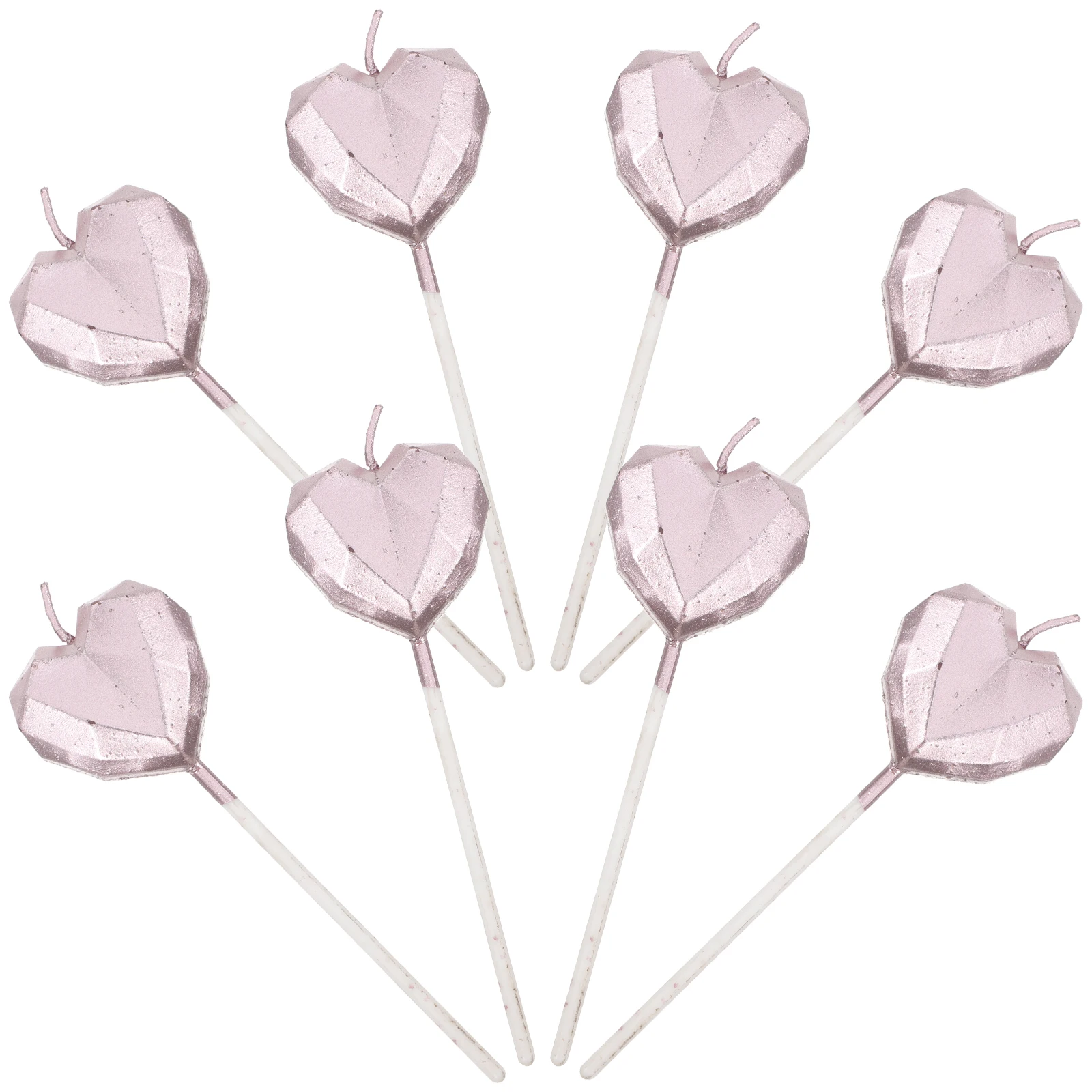 

8pcs Birthday Cake Heart Decorations Cute Party Supplies Bright Light Wax Replacement Cake Accessories