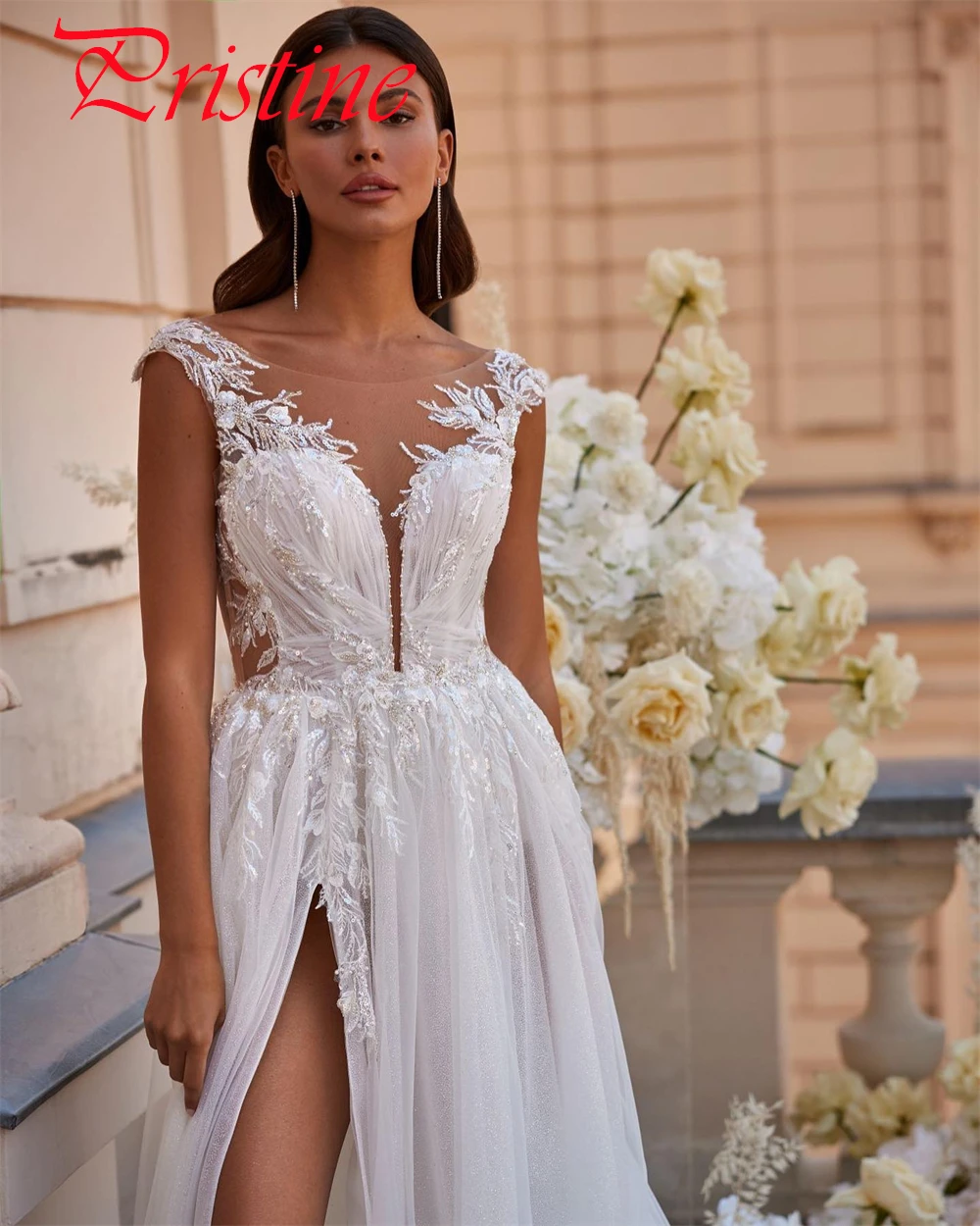 Vestido de novia de Organza blanco personalizado de alta calidad, vestidos de novia románticos sexis con cuello en V y tirantes finos sin espalda para fiesta nupcial