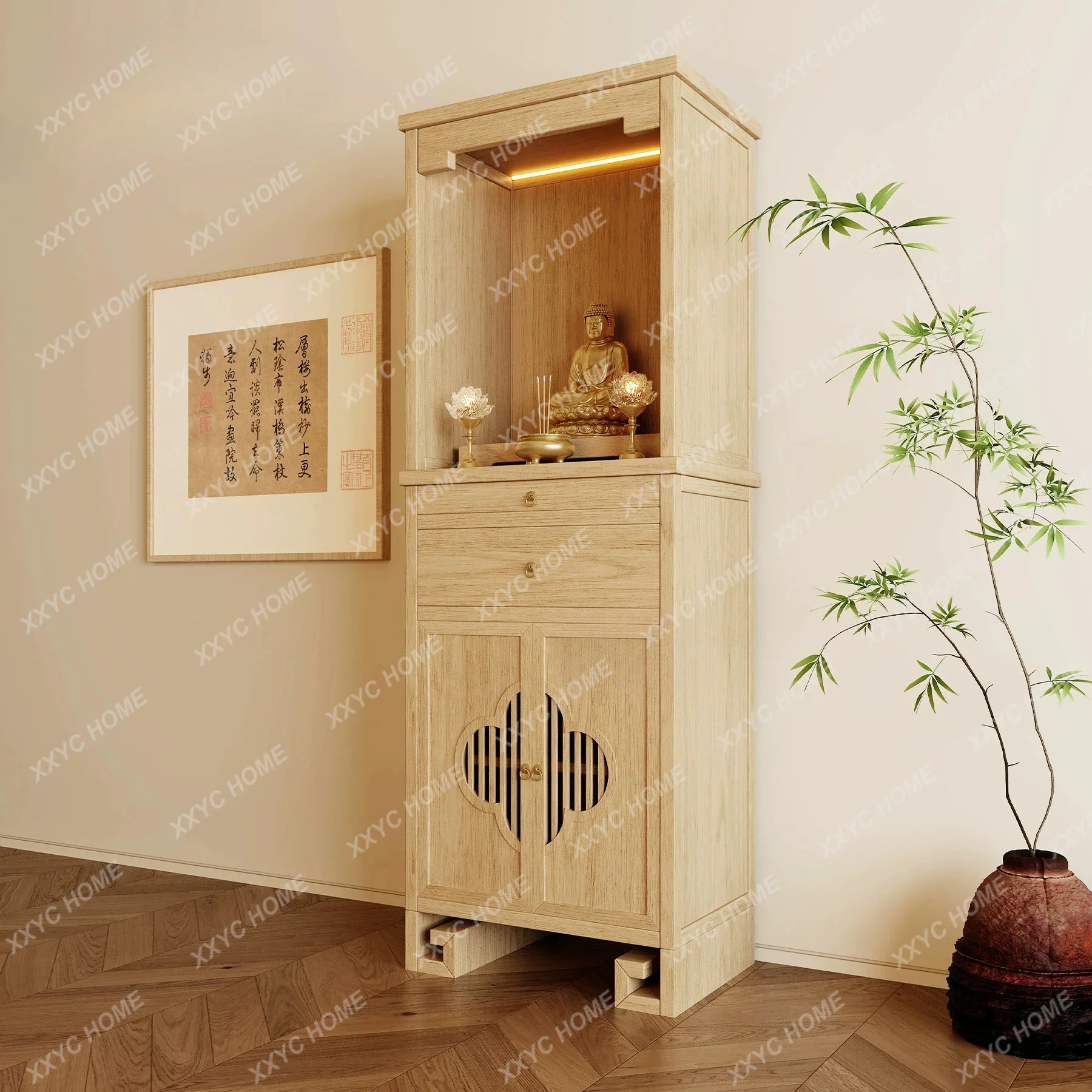 Guanyin Buddha Statue Household Shrine Cabinet Shrine Standing Cabinet Bodhisattva Devotion Platform