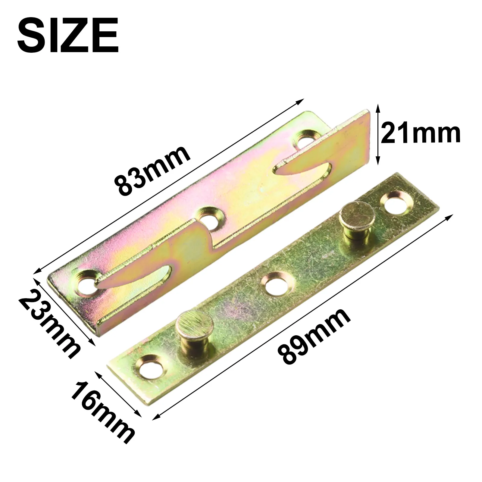 Sturdy Bed Furniture Hinge Fixing Connector Cold Rolled Steel Fine Design Solid Construction Brass Tone 4 Sets