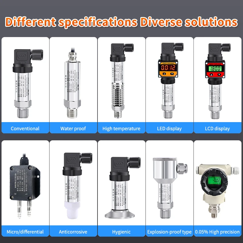 เครื่องส่งสัญญาณความดันอุตสาหกรรมอัจฉริยะ 4-20mA 0.5-4.5V 0-10V I2C RS485 เอาต์พุต เซ็นเซอร์วัดความดันน้ำ แก๊ส น้ำมัน
