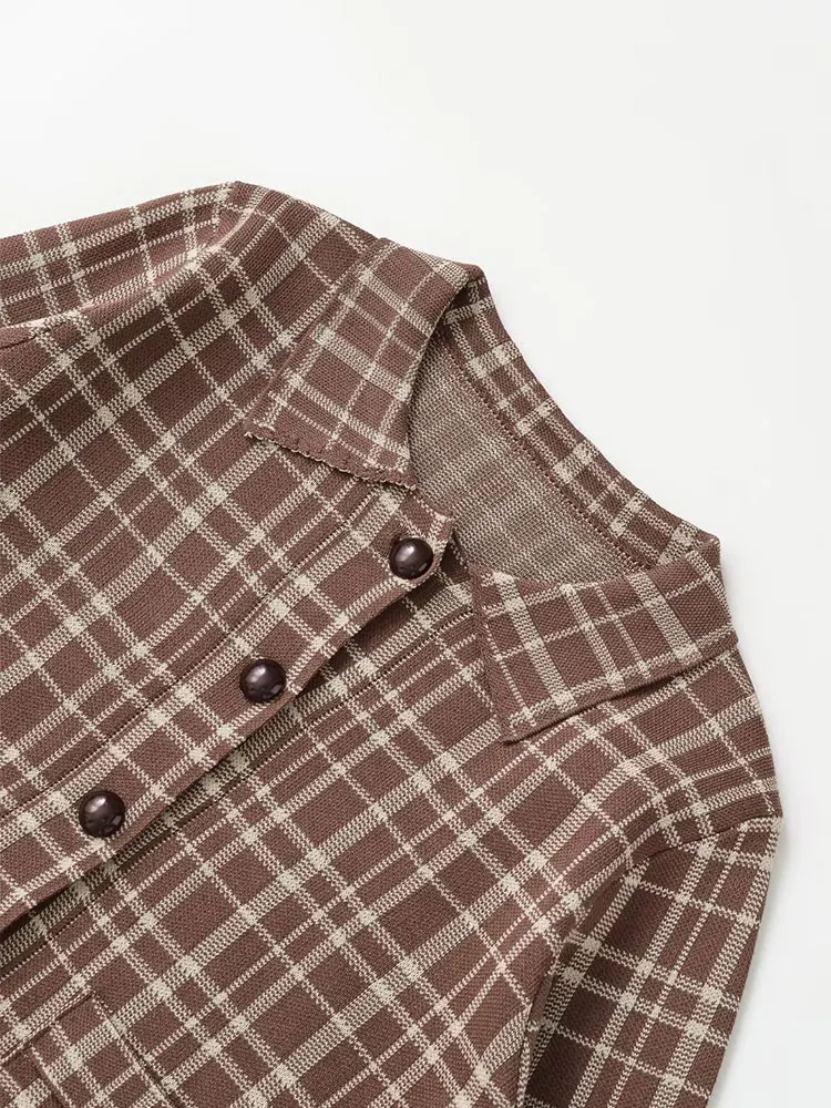 NLZGMSJ Woman Streetwear Single Breasted Long Sleeve Knitted Cardigan Plaid Sweater Coats  Women 2025 Casual Knit Top