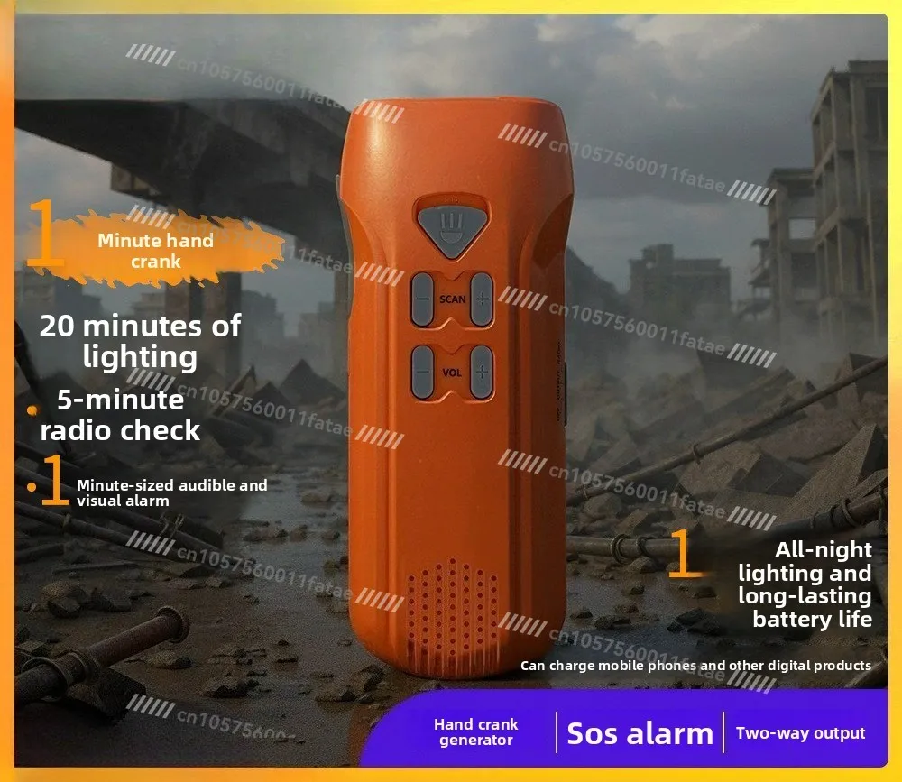Outdoor Emergency Lighting Hand Crank Spontaneous Multi-function Charging Led Flashlight Radio
