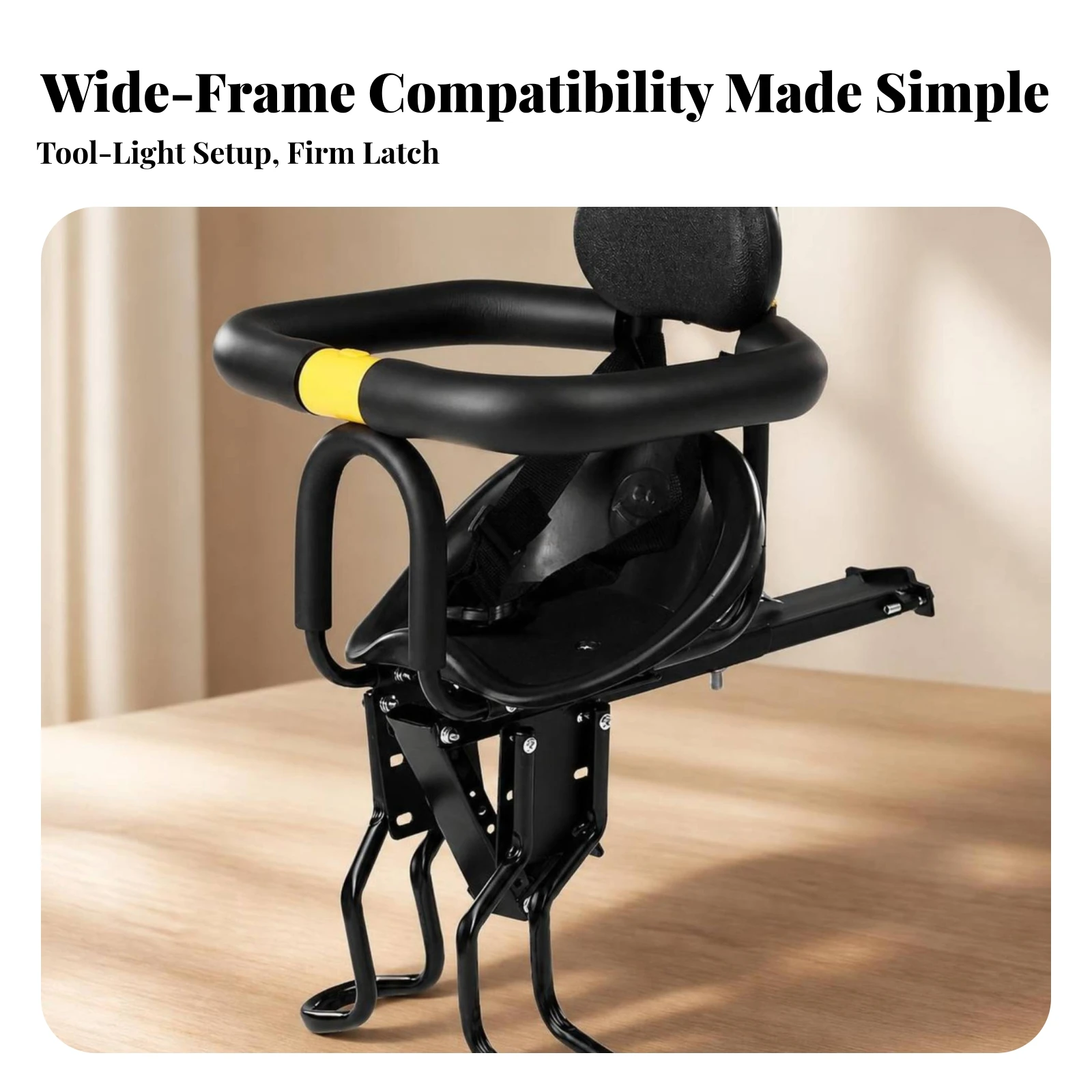 Front-Mounted Cycle Child Seat Stable Front Toddler Bike Seat Comfortable Impact-Resistant for Toddlers, Family Rides