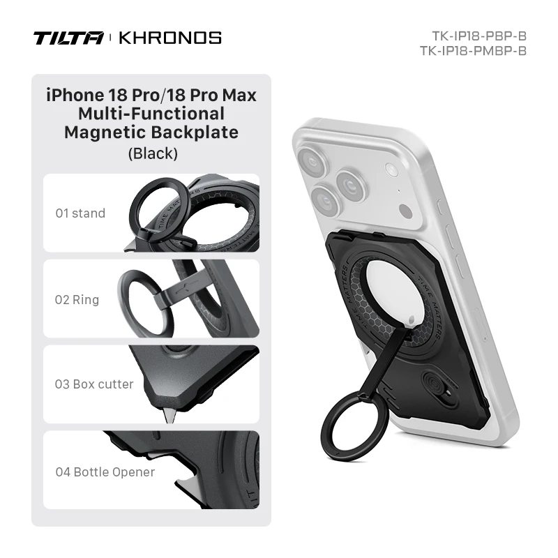 TILTA Khronos: multifunctionele magnetische achterplaat voor iPhone 15/16/17/18 Pro/Pro Max.