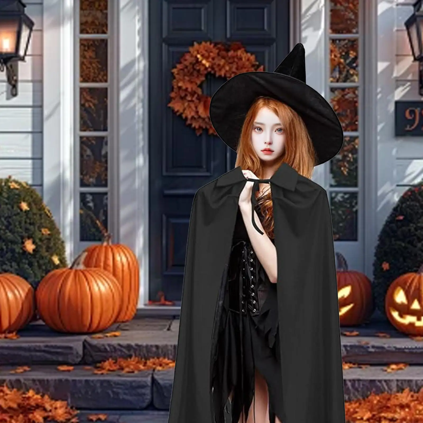 2x قبعة معالج مدببة مريحة في الارتداء ملحق ناعم وسلس زي تنكري فاخر للهالوين عباءة كيب