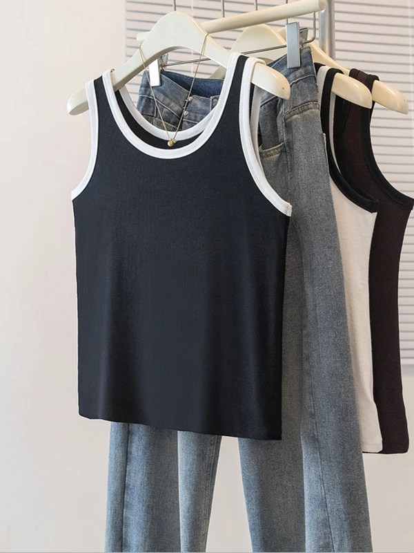 Top Bianco con Spalline da Donna, Abbigliamento Esterno per l'Inizio Autunno, Taglie Forti, Base Versatile per il Lavoro, Casual...