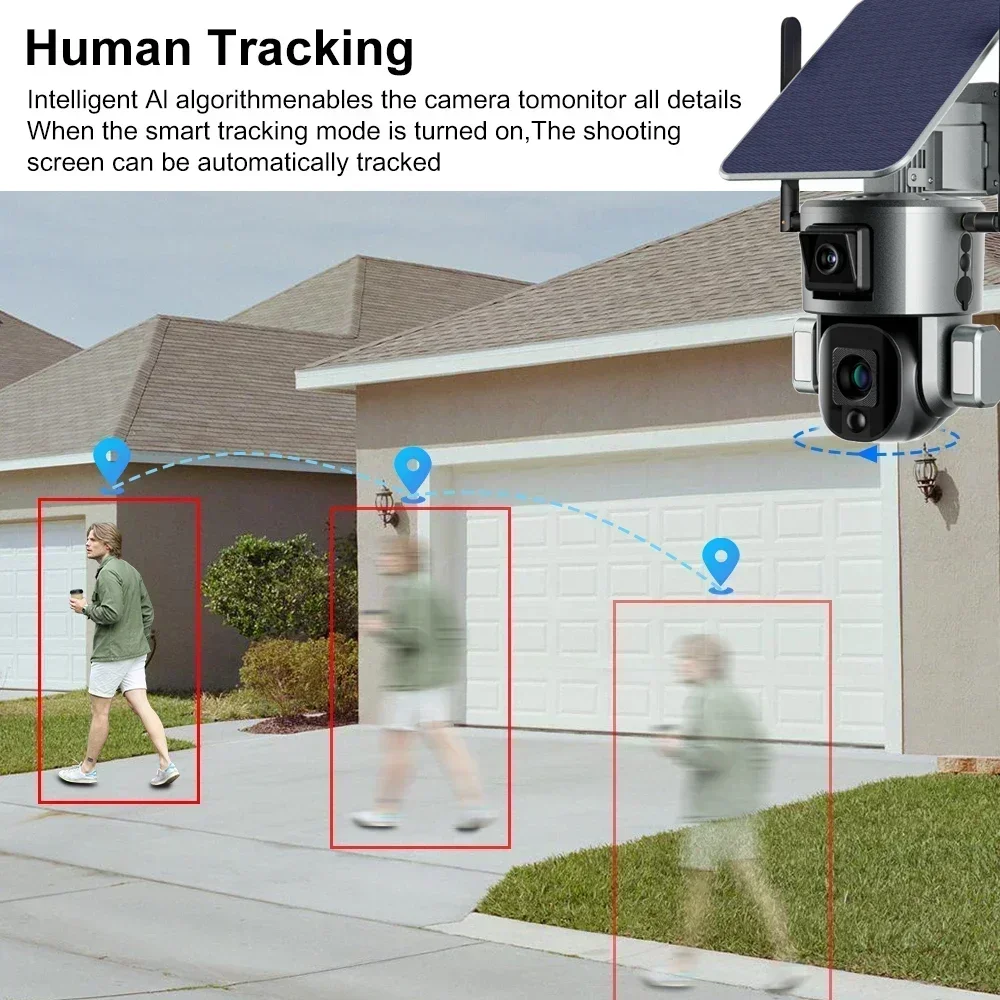 Securexpert 4K UHD Dual Lens 4G Solar Security Camera Outdoor 20X Optical Zoom WiFi Camera Auto Tracking Two way Audio CCTV Cam