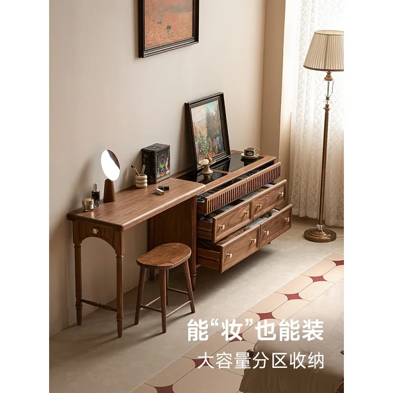 Comò e mobiletto in legno massello di noce nera personalizzabile Comò combinato cinese per camera da letto retrattile retrò francese integrato