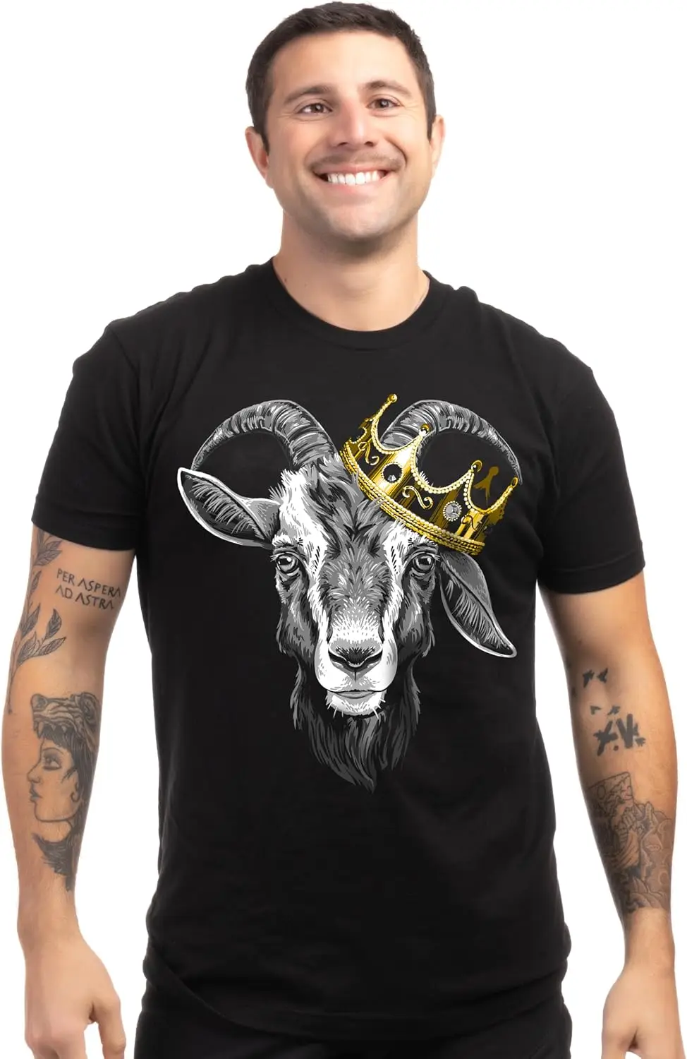 Greatest of All Time Champion Tee Shirt, Goat Fantasy Sports Champ Joke Humor T-Shirt for Men Women
