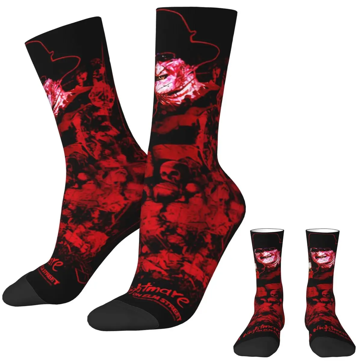 Elm Street Nightmare Socks Autumn F-Freddy K-Kruger Stockings Horror Men Quality Socks Design Running Sports Non Slip Socks