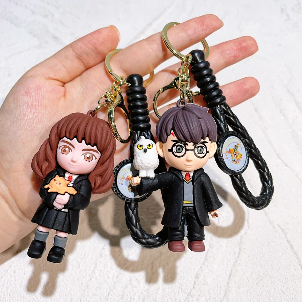 Harries Movie&TV Hot 3D PVC Keychain Potters Toy Dobby Hermione Malfoy Ron Weasley Snape Action Figure Party Key For Gifts