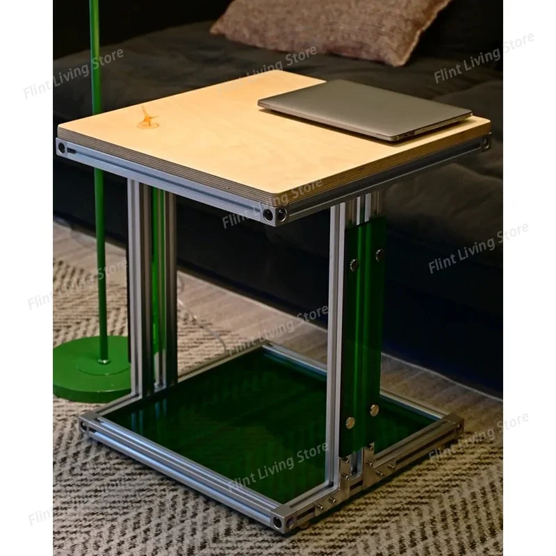 

​​Retro Aluminum Frame Acrylic Coffee Tables Double Layer Storage Nordic Vintage Small Space Living Room Café Furniture