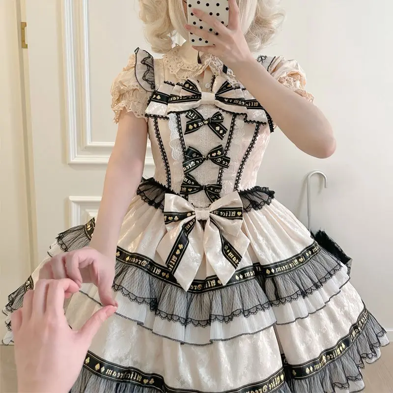 Victorian Gothic Lolita Jsk Dress Women Vintage Sweet Elegant Kawaii Princess Party Dresses Girls Harajuku Y2k Mini Dresses