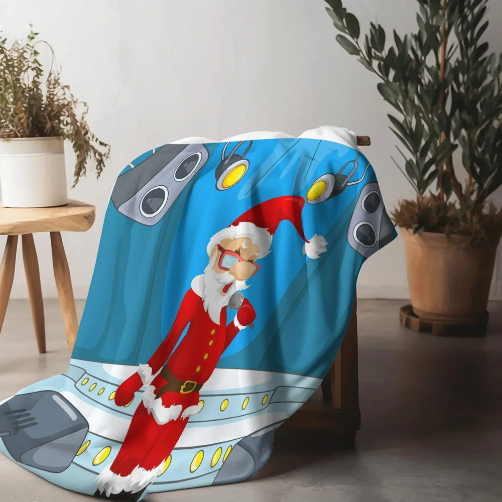 

Tu Santa Claus Throw Blanket Christmas Gift Cozy Fleece Bedspread Holiday Home Decor Festive Reindeer Elk Pattern Warm Soft Thro