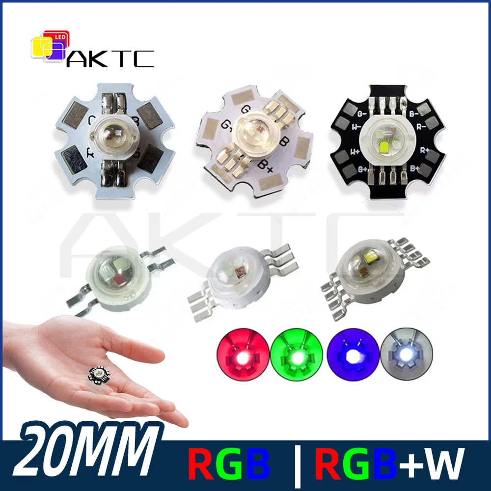 RGB RGBW LED Lamp Beads 10PCS 1W 3W High Lumen Dimmable Changing Colorful Color with 20mm Board for DIY Spotlight Stage