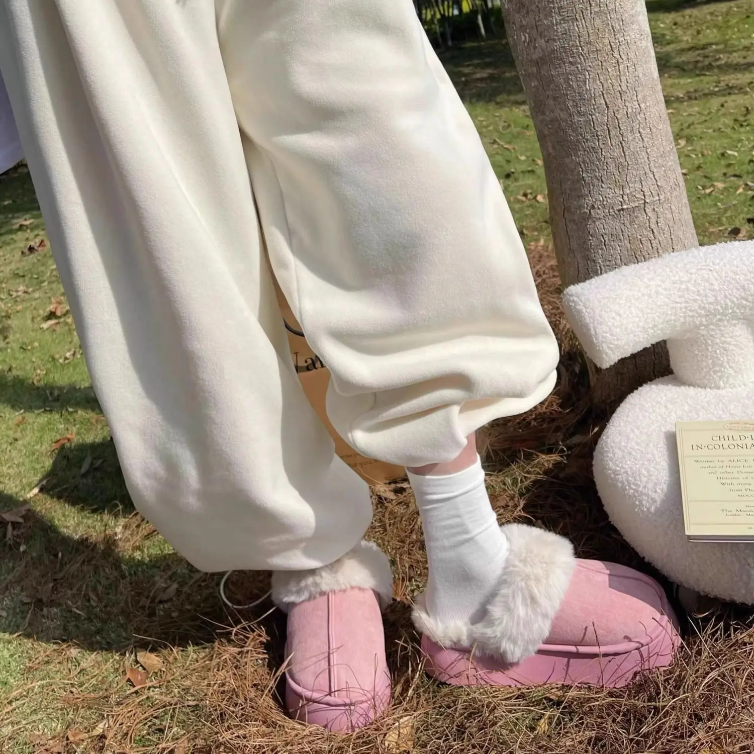 

Women Pink Cotton Fleece Lined Thick Sole Slippers 2025 New Warm Home Closed Toe Fluffy Couple Korean Anti Slip Slippers