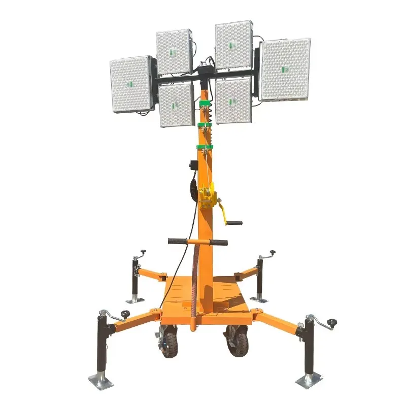Super bright MF956-S portable LED mobile lighting tower 4x500W 4-6m adjustable lift, AC power supply, cold white light IP65