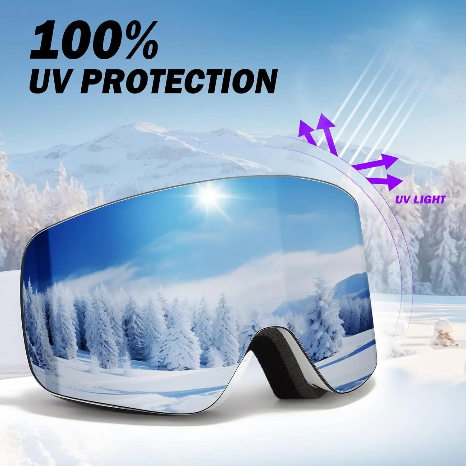 نظارات تزلج على الجليد للبالغين والرجال والنساء، نظارات مضادة للضباب، حماية من الأشعة فوق البنفسجية 400 #3
