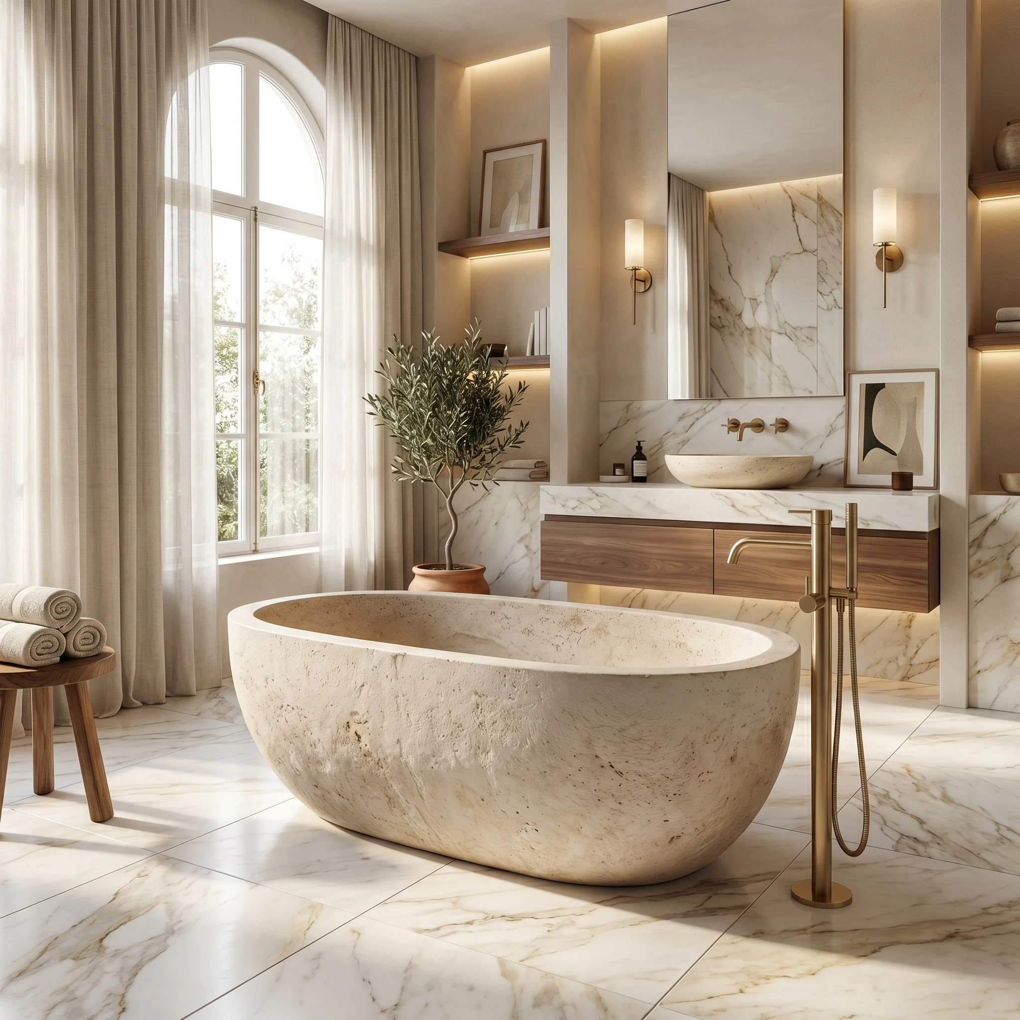 Luxury Stone Baths,Luxury Custom-made Modern Bathtubs ExclusiveGold Ma / Golden Yellow Granite  standing Soaking Bathroom Vil