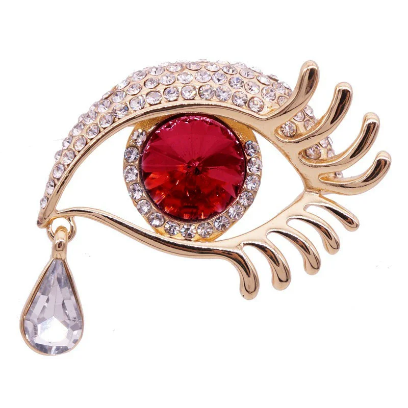 Brooches For Women Rhinestone Enamel 4-color Eyes Office Causal Brooch Pins Gifts Waterdrop Crystal Eyes image 6