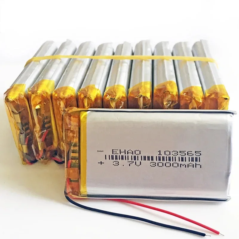

Lot 10 PCS 3.7V 3000mAh LiPo Rechargeable Battery 103565 For GPS PSP DVD E-book Tablet PC Laptop power bank