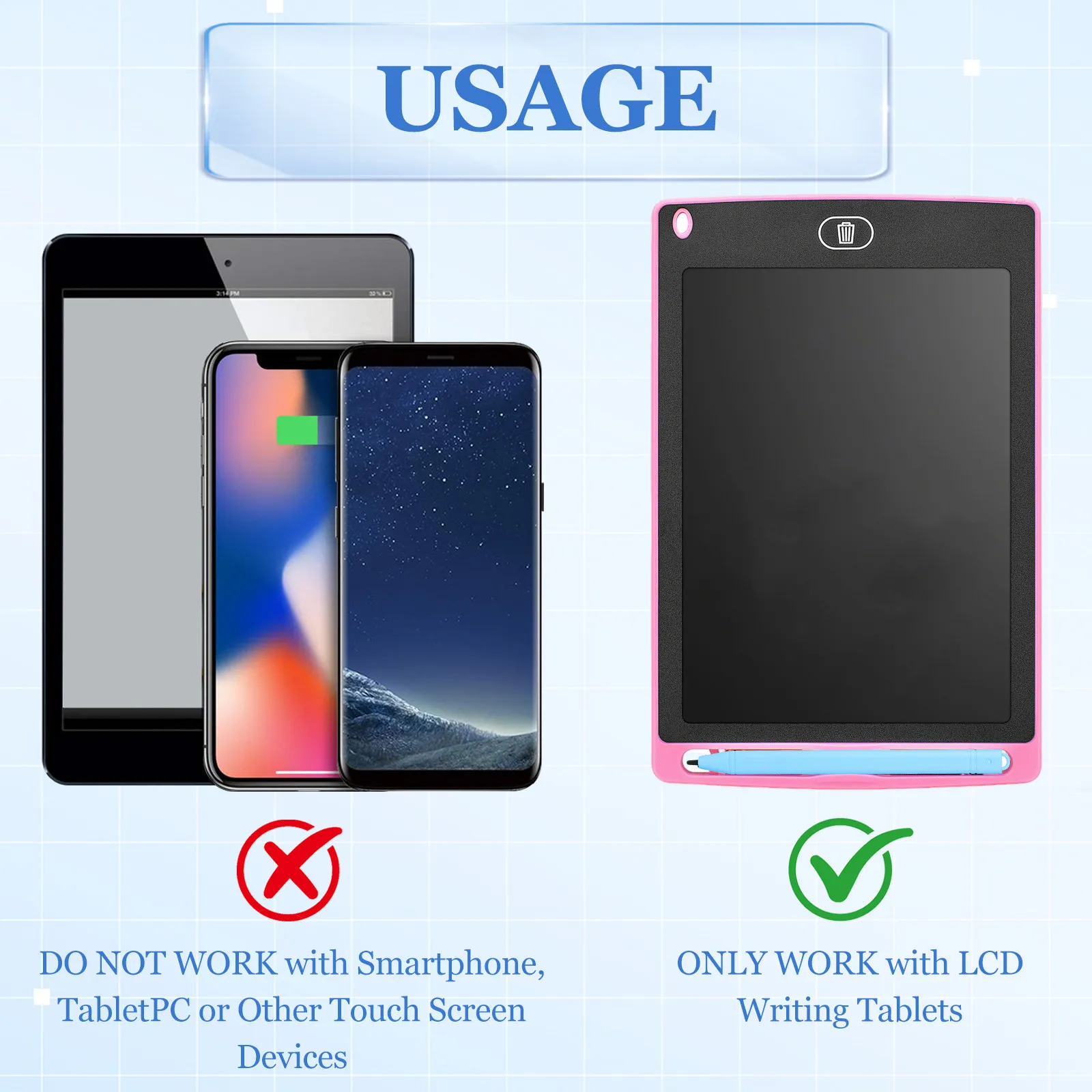 

6 Pcs Lcd Tablet Pen Replacement Writing Stylus Drawing Tool for Tablets Board