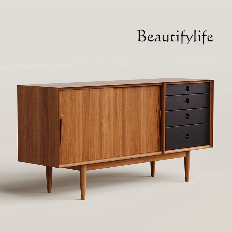 

Retro solid wood dining side cabinet, Nordic simple bucket cabinet, living room tea cabinet, antique storage cabinet