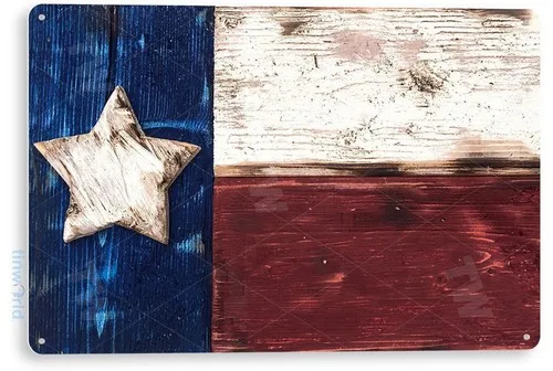 TIN SIGN Texas Flag Metal Décor Rustic Wall Art Store Shop Bar Cave B070